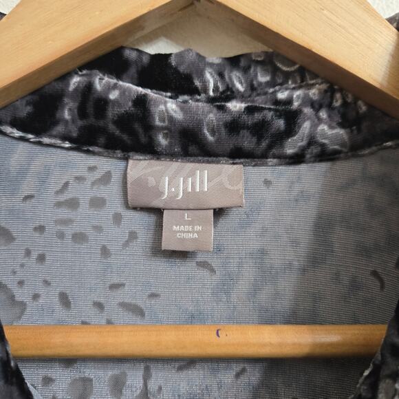 J Jill Womens Whimsigoth Silk Blend Velvet Oversized Semi-sheer Button Up Top L - Picture 6 of 12